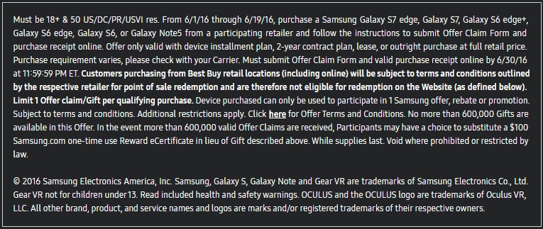 Gear VR for free terms